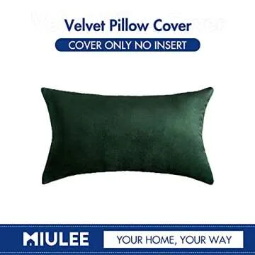 MIULEE Velvet Soft Soild Decorative Square Throw Pillow Cover Cushion Case for Couch Sofa Bedroom Car 12 x 20 Inch 30 x 50 Cm Army Green