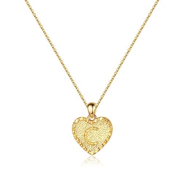 C Initial Necklace Women 14K Gold Filled Heart Pendant