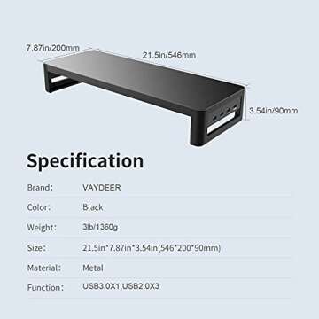 Ergonomic ENUSUNG Monitor Stand with USB Ports