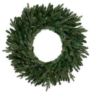 Northlight Pre-Lit Grande Spruce Artificial Christmas Wreath Clear Lights, 36", Green