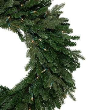 Northlight Pre-Lit Grande Spruce Artificial Christmas Wreath Clear Lights, 36", Green