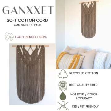 GANXXET Hibiscus Macrame Cord 4mm Eco-Friendly 720 Feet