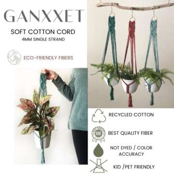 GANXXET Hibiscus Macrame Cord 4mm Eco-Friendly 720 Feet