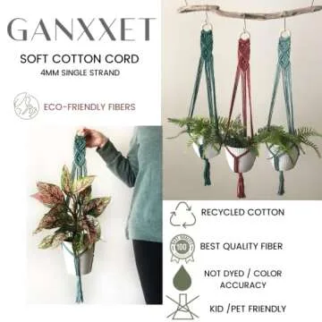 GANXXET Hibiscus Macrame Cord 4mm Eco-Friendly 720 Feet