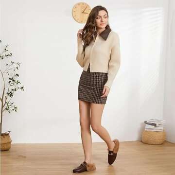 Vertundy Women's Mules Low Heel Flats Leather Slip On Backless Sandals for Girls Lady Work Slides