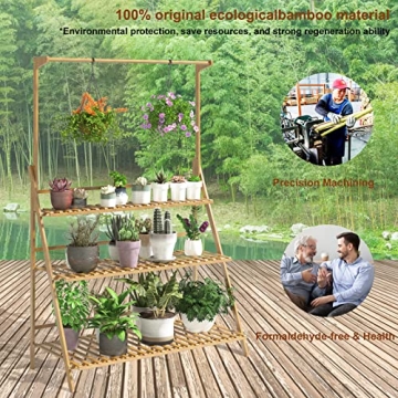 Stylish Veakoo Bamboo Hanging Plant Stand for All Spaces