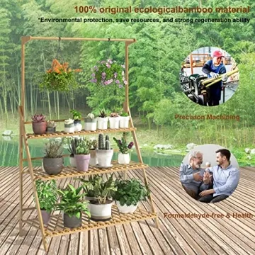 Stylish Veakoo Bamboo Hanging Plant Stand for All Spaces
