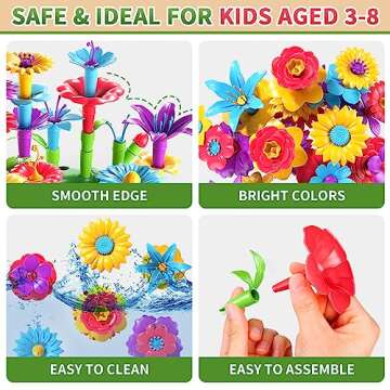 Garbo Star Girl Toys for 2 3 4 5 6 Year Old Girls Birthday Gift, Flower Garden Building Toys Set for...