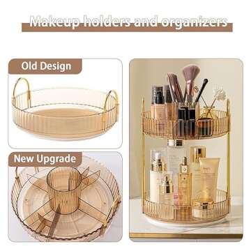 shuang qing 360° Rotating Makeup Organizer, High-Capacity Bathroom Countertop Vanity Organizers, 2 ...