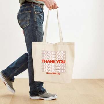 CafePress Thank You Have A Nice Day Tote Bag Reusable Natural Beige Canvas Shopping Bag