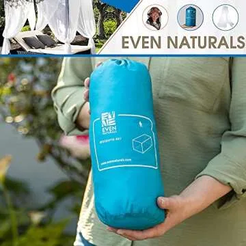 EVEN NATURALS Mosquito NET for Bed Canopy, Tent for Full, Double to Super Queen Size, Large Square Curtains, White Mosquito Netting with 2 Openings, Easy Installation, Carry Bag, Mesh 380