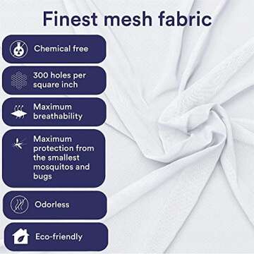 EVEN NATURALS Mosquito NET for Bed Canopy, Tent for Full, Double to Super Queen Size, Large Square Curtains, White Mosquito Netting with 2 Openings, Easy Installation, Carry Bag, Mesh 380