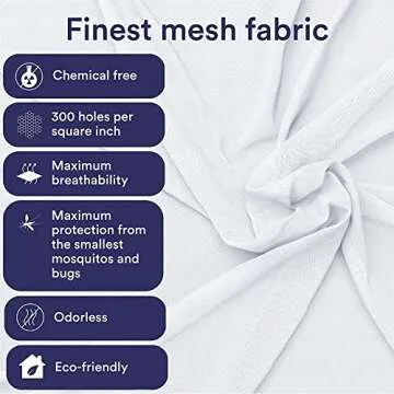 EVEN NATURALS Mosquito NET for Bed Canopy, Tent for Full, Double to Super Queen Size, Large Square Curtains, White Mosquito Netting with 2 Openings, Easy Installation, Carry Bag, Mesh 380