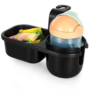 Accmor Car Headrest Backseat Organizer with Cup Holder, 2 in 1 Universal Backseat Car Organizer Tray Hold Bottles, Snacks, Trash, Non-Slip Grip Clip Car Seat Organizer Tray for Kids Adults