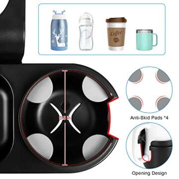 Accmor Car Headrest Backseat Organizer with Cup Holder, 2 in 1 Universal Backseat Car Organizer Tray Hold Bottles, Snacks, Trash, Non-Slip Grip Clip Car Seat Organizer Tray for Kids Adults