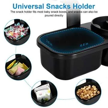 Accmor Car Headrest Backseat Organizer with Cup Holder, 2 in 1 Universal Backseat Car Organizer Tray Hold Bottles, Snacks, Trash, Non-Slip Grip Clip Car Seat Organizer Tray for Kids Adults