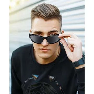 4 Pcs Wrap Around Sunglasses Men Women Oval Y2k Eyeglasses Sports Shades Glasses (Multicolor)