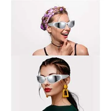 4 Pcs Wrap Around Sunglasses Men Women Oval Y2k Eyeglasses Sports Shades Glasses (Multicolor)