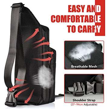 GOLDCHAMP Switch Travel Bag, Portable Nylon Water Resistant Shoulder Bag Storage Backpack, for Nintendo Switch Console/Dock/Switch Accessories, Chest Bag compatible with Nintendo Switch