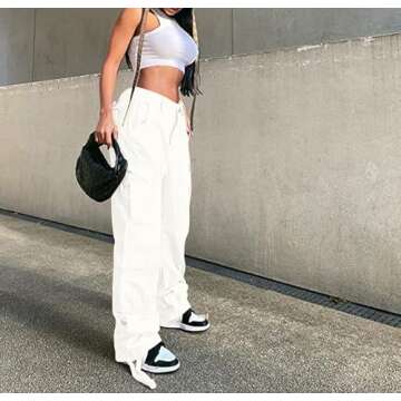 QYANGG Baggy Cargo Pants Women High Waist Pants for Women Loose Pocket Jogger Straight Wide Leg Y2K ...