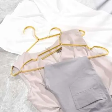 Amber Home 20 Pack Premium Matte Gold Aluminum Coat Hangers, 16.5” Extra Smooth & Durable Metal Shirt Dress Hanger, Light & Sturdy Metal Rack for Jacket Trouser Pant Slack