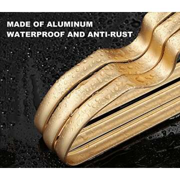 Amber Home 20 Pack Premium Matte Gold Aluminum Coat Hangers, 16.5” Extra Smooth & Durable Metal Shirt Dress Hanger, Light & Sturdy Metal Rack for Jacket Trouser Pant Slack