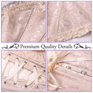 Alivila.Y Fashion Womens Lace Up Corset Top Bustier Corsets for Women 810-Beige Lace-S