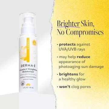 Derma E Vitamin C Weightless Moisturizer SPF 45 – Skin Brightening Face Cream with Mineral UVA/UVB...