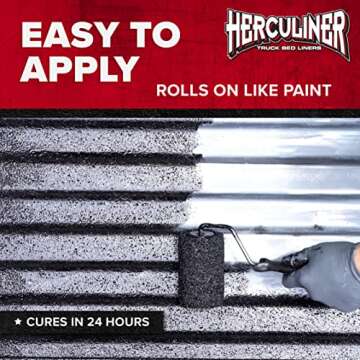 HERCULINER HCL1B8 Roll-on Bed Liner Kit,Black, 1 Gal.