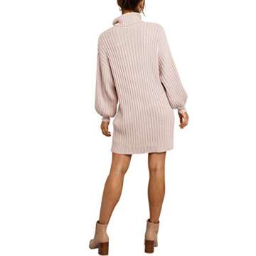 MILLCHIC Women's Casual Winter Fall Turtleneck Long Sleeve Cozy Soft Loose Knit Pullover Baggy Sweater Dress 24M0-fense-S
