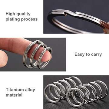 30 Pieces Flat Key Rings Metal, Keychain Rings, Split Rings Flat for Home Car Quality Keyring Ring Attachment - Nickel Plated, 3 Sizes