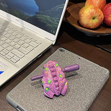 Cozinest 3" Wooden Frog Guiro Rasp Percussion Instruments Tone Block Thailand Craft Wood Frog Musical Instrument Adorable Gift (Purple Dots)