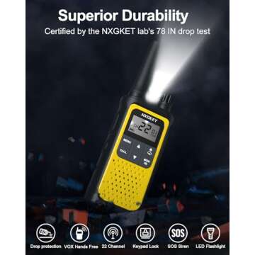 NXGKET Walkie Talkies for Adults Long Rang NOAA Weather Alerts, Rechargeable Walkie Talkies 2 Way Ra...