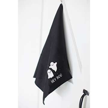 Pearhead Hey Boo Ghost Dish Towels, Set of 2, Halloween Tea Towels, Halloween Decor, Fall Halloween Towels, Kitchen Tea Towels Spooky Season, Kitchen Décor