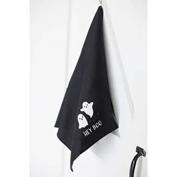 Pearhead Hey Boo Ghost Dish Towels, Set of 2, Halloween Tea Towels, Halloween Decor, Fall Halloween Towels, Kitchen Tea Towels Spooky Season, Kitchen Décor