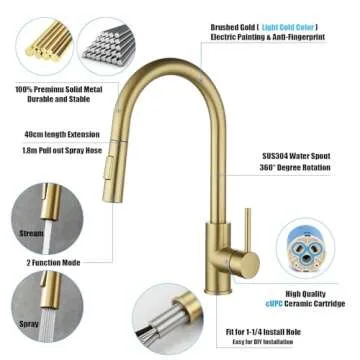 Havin Gold Kitchen Faucet with Pull Down Sprayer