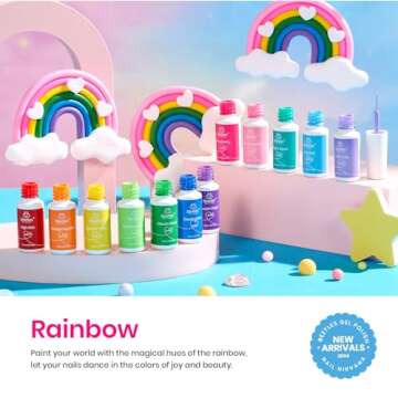 Beetles Gel Polish Rainbow Nail Art Gel Liner Gel Nail Polish Set, 12 Colors Rainbow Neon Gel Polish...