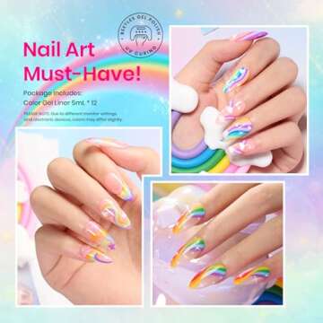 Beetles Rainbow Gel Nail Art Set with Liner Brushes