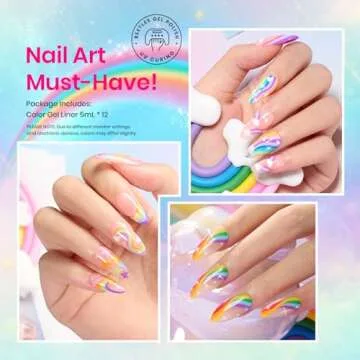 Beetles Rainbow Gel Nail Art Set with Liner Brushes