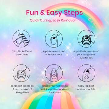 Beetles Rainbow Gel Nail Art Set with Liner Brushes