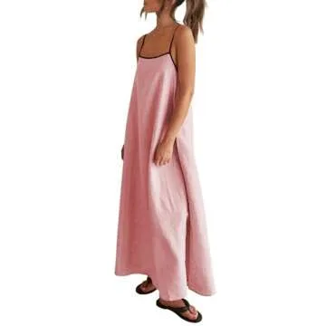 Elegant Shy Velvet Summer Linen Maxi Dress for Women
