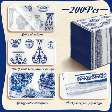 Geyoga 200 Pcs Chinoiserie Guest Napkins for Holidays