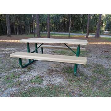 Table Gloves- Worlds Finest, Most Heavy Duty, Fitted Marine Grade Vinyl Picnic Table Cover Sets- Hand Made in The U.S.A. - Great for Camping or Full Time RV Living- (6 Foot Set- Tan)