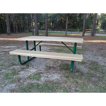 Table Gloves- Worlds Finest, Most Heavy Duty, Fitted Marine Grade Vinyl Picnic Table Cover Sets- Hand Made in The U.S.A. - Great for Camping or Full Time RV Living- (6 Foot Set- Tan)