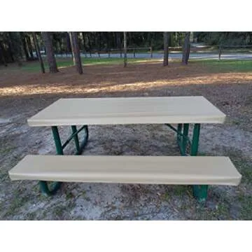 Table Gloves- Worlds Finest, Most Heavy Duty, Fitted Marine Grade Vinyl Picnic Table Cover Sets- Hand Made in The U.S.A. - Great for Camping or Full Time RV Living- (6 Foot Set- Tan)
