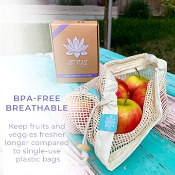 Lotus Sustainables Organic Cotton Produce Bags 5-Pack