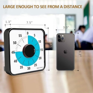 Secura 60-Minute Visual Timer Magnetic Oversize No Batteries