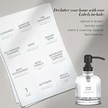 144 PCS Minimalist Laundry Room Labels Set, v2croft Water Resistant Stickers,Water/Oil Resistant Stickers for Laundry Room, Linen Closet Home Bathroom and The Beauty Organization（White)