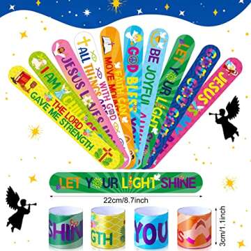 40 Pcs Bible Verses Religious Christian Slap Bracelets for Kids Jesus Love You Wristbands Inspirational Motivational Christian Nativity Slap Bracelet Sunday School Supplies He Is Risen(motivational)