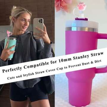 Pink Silicone Straw Covers for Stanley Cup - 6 Pack